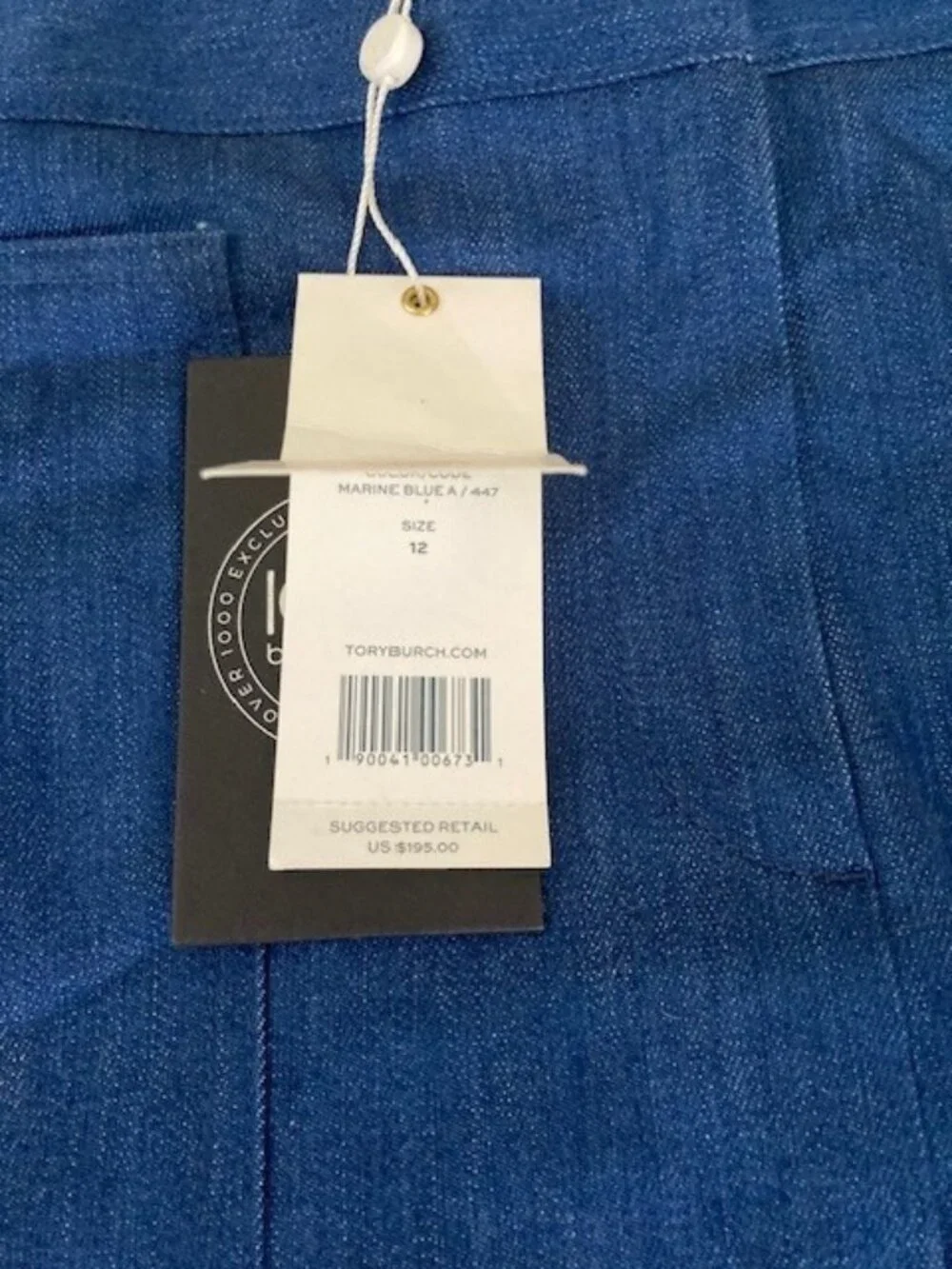 Tory Burch Cotton A-line Skirt in Marine Blue, Size 12, NWT